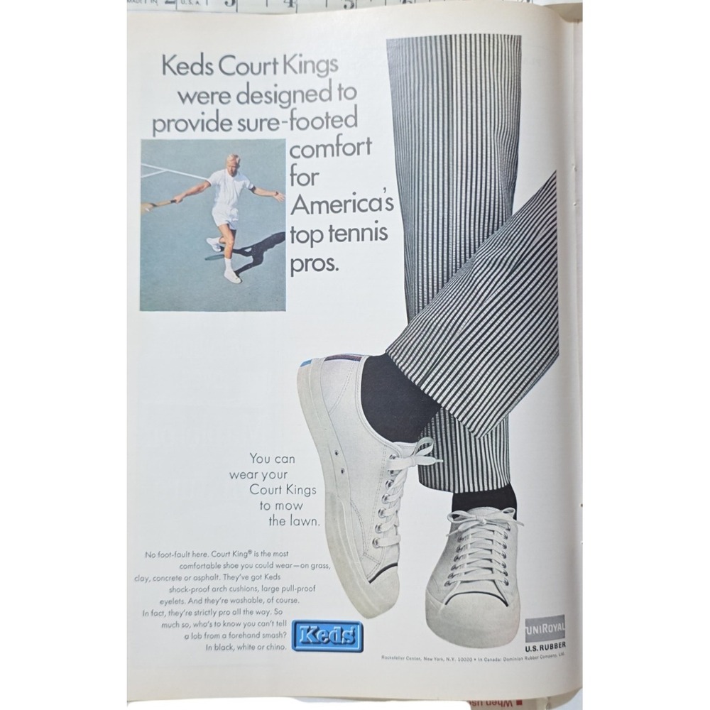 Vintage 1964 Keds Court Kings Tennis Shoes Sure Footed Comfort Print Ad